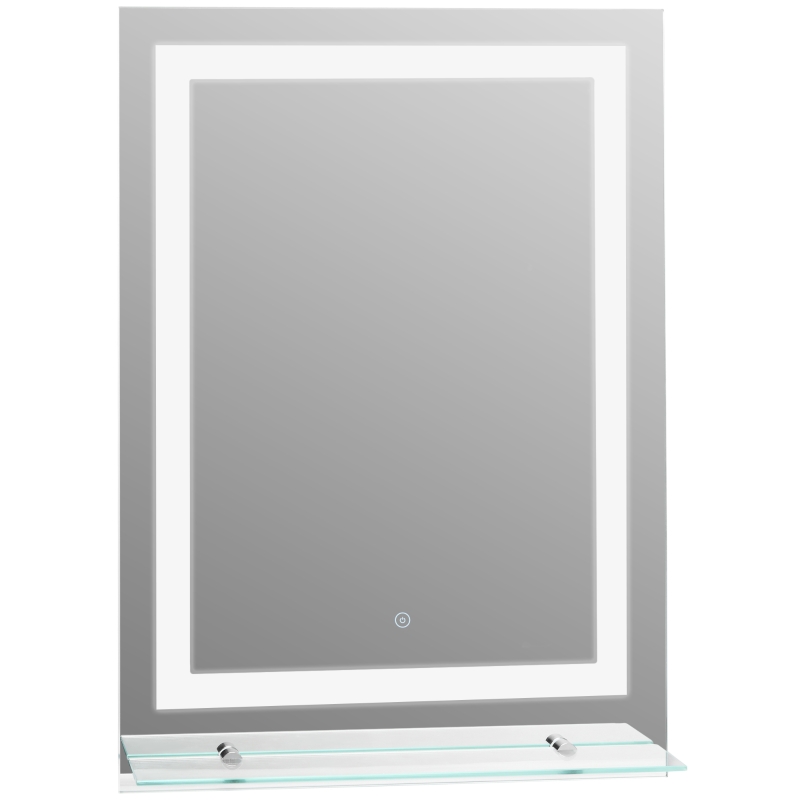 HOMCOM Miroir Lumineux LED 22 W Interrupteur Tactile étagère intégrée 50L x 4l x 70H cm