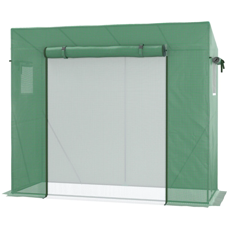 Outsunny Serra da Giardino in PE e Acciaio con 4 Picchetti, 2 Finestre e Copertura Rinforzata, 200x77x148-169cm