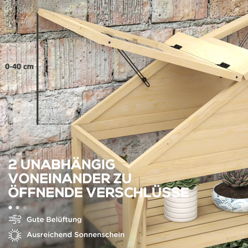 Outsunny Kas met Plank, Transparante Behuizing, Dakraam, Vergrendelbare Deur, Acryl, Houten Frame, 100x56,5x178 cm(m-4)