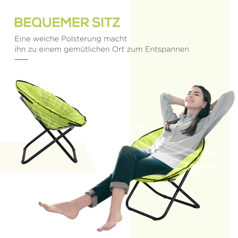 Outsunny Klapstoel, Opvouwbare Stoel, Campingstoel, Tuinstoel, Gepolsterde Stoel, Opvouwbaar, Metaal + Oxfordstof, 80 x 80 x 75 cm, Geel