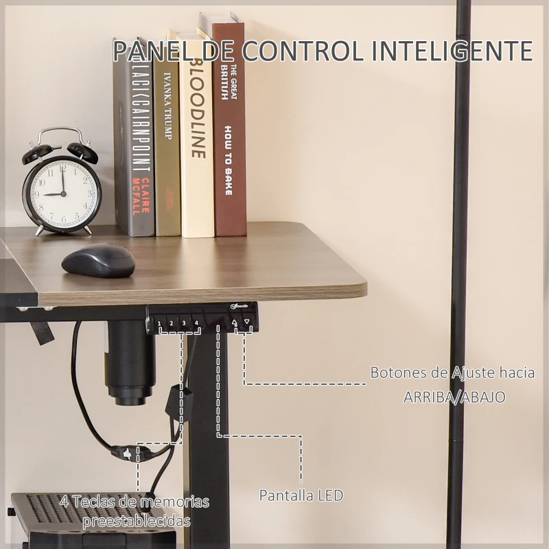 Vinsetto Escritorio Eléctrico con Altura Ajustable y 4 Teclas de Memoria para Oficina Hogar 140x70x72-116 cm Negro y Teca