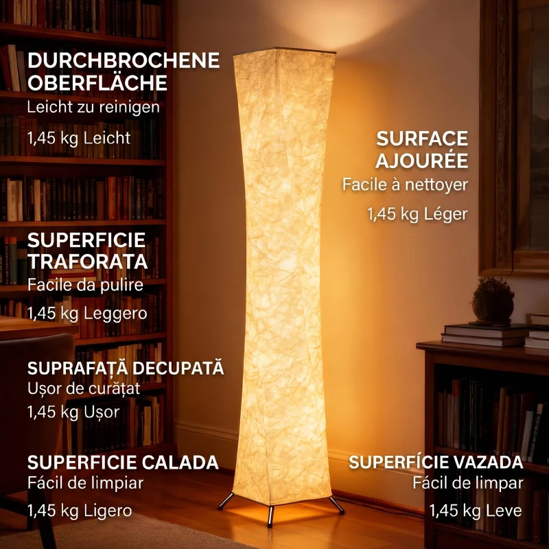HOMCOM Lampă de Podea Modernă cu Comutator de Picior, din Oțel și Țesătură, 25x25x129 cm, Alb și Argintiu
