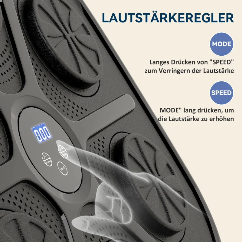 SPORTNOW Muziek Boks Machine, Ritmisch Boksapparaat, 9 Modi, Bluetooth, LED-Lichten, met Bokshandschoenen, Zwart