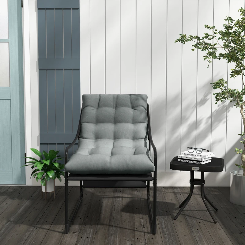 Outsunny Outdoor Lounge, Dikke Kussens, Roestvrij Stalen Frame, 62B x 110D x 88H cm, Grijs/Zwart