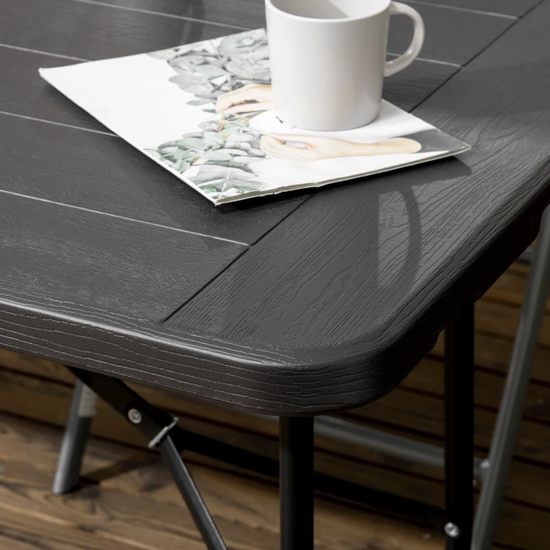 Outsunny buitentafel, tuintafel, voor 6 personen, opvouwbaar, houtlook, donkergrijs, 180 x 75,5 x 73 cm