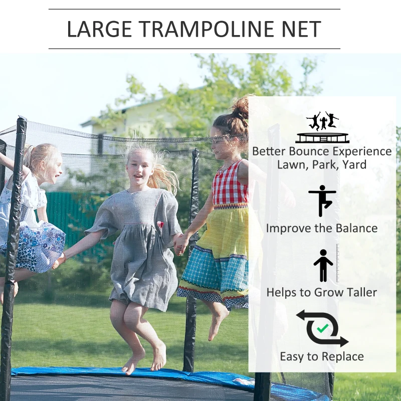 HOMCOM 13ft Trampoline Net Replacement Safety Net Enclosure Net Spare w/ 8 Poles
