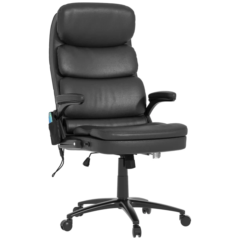 Vinsetto Fauteuil de bureau massant fauteuil bureau ergonomique grand confort hauteur réglable dossier inclinable télécommande filaire pivotante 360° noir