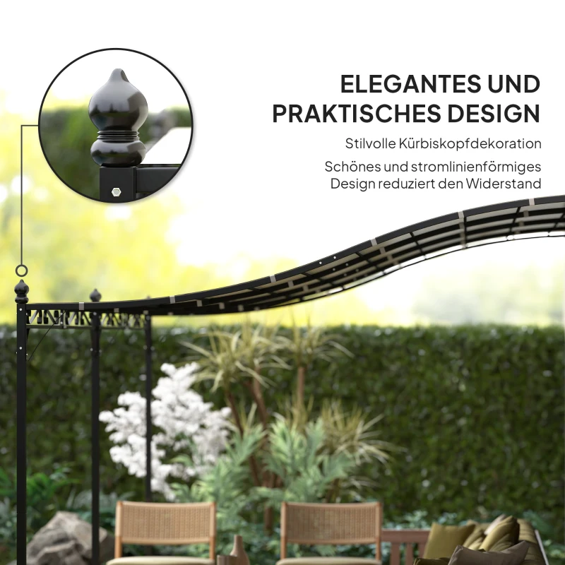 Outsunny 3 x 5 m pergola, flexibel tuindak met waterdichte doek en metalen frame, schaduwgever, Crèmewit(m-7)