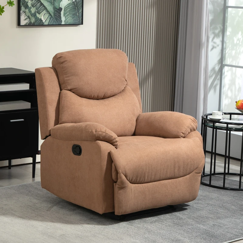 HOMCOM Poltrona Relax Manuale Reclinabile a 150° con Poggiapiedi in Tessuto, 93x88x102cm, Marrone Scuro