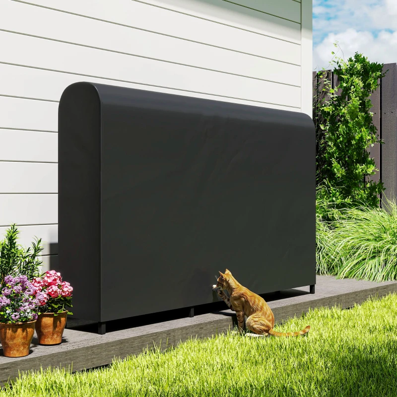 Outsunny Haardhoutrek Metaal 199 x 30 x 121 cm Brandhoutrek 0,6m³ met waterdichte hoes tot 300kg