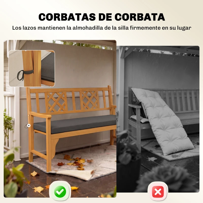 Outsunny Cojín para Banco de Jardín de 2 Plazas para Exterior con Funda Extraíble UPF 30+ Impermeable 110x46x6,5 cm Gris Oscuro