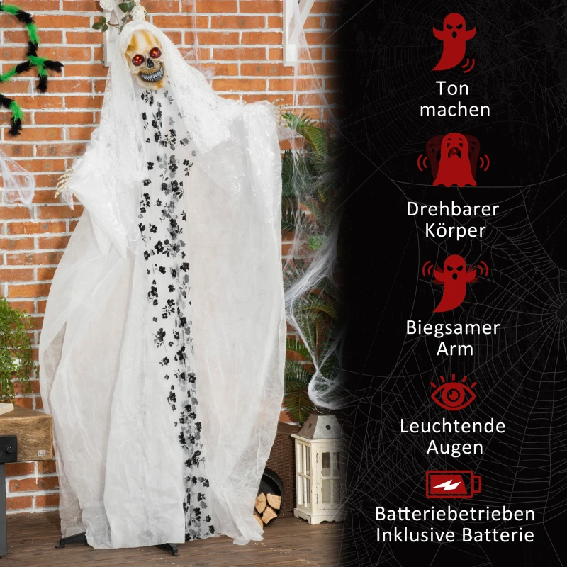 Outsunny 175cm Halloween-decoratie Ghost Bride Eye Glow Horror Sounds