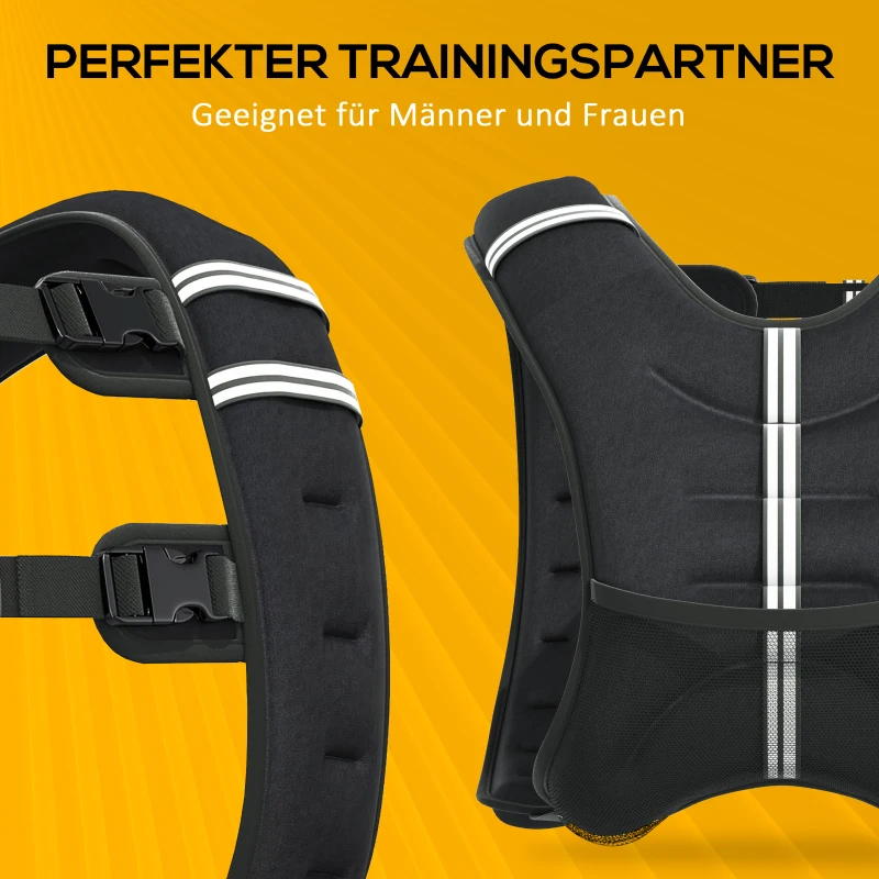 HOMCOM Gewichtsvest Verstelbaar 10 kg Krachttraining Zwart