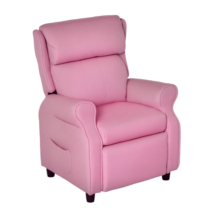 HOMCOM kinderbank kinderbank kinderfauteuil stoel ligbank verstelbaar met voetensteun voor 3-8 jaar jongens en meisjes roze 58x53x70cm