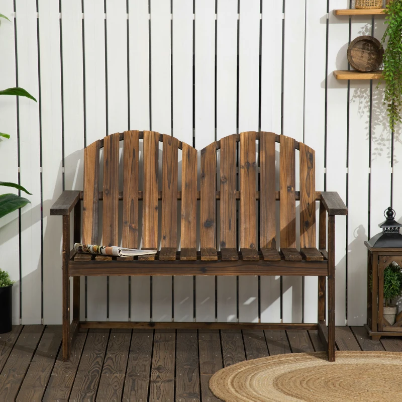 Outsunny Tuinbank voor 2 personen, rustiek ontwerp, grenenhout, 114x63x86 cm