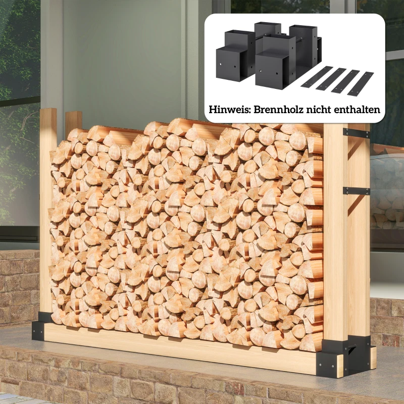 Outsunny Set van 2 brandhouthouders voor binnen – 33,5 x 10 x 15,5 cm, verstelbaar, zwart