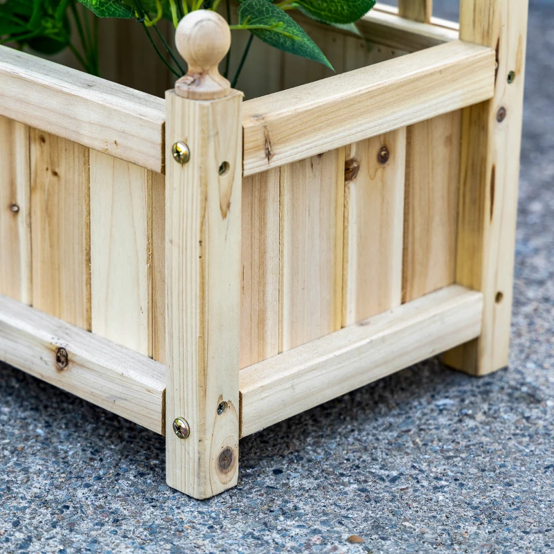 Outsunny plantenbak met latwerk natuurlijk hout 64 x 28 x 120 cm