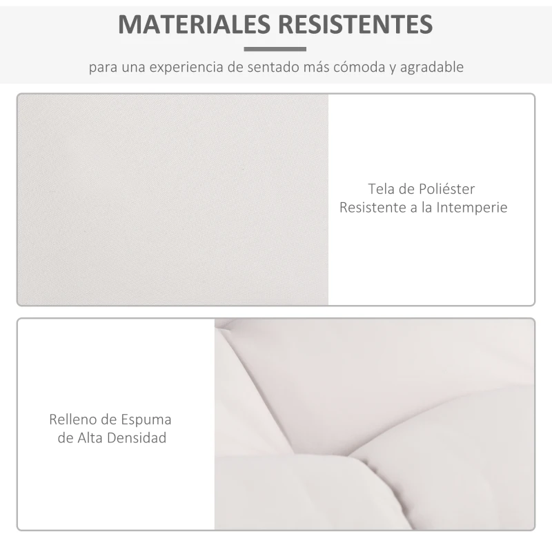 Outsunny Cojín para Banco 2-Piezas Set Cojín para Palé con Respaldo 120x80x12 cm Colchón de Banco para Columpio Hamaca Interior Exterior Crema