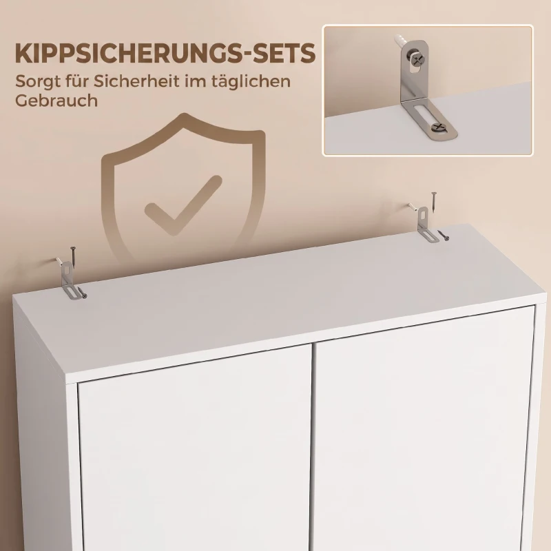 HOMCOM Kast voor boven de wasmachine, hoge badkamerkast met 2 deuren en open vak, 66 x 24 x 191 cm, wit