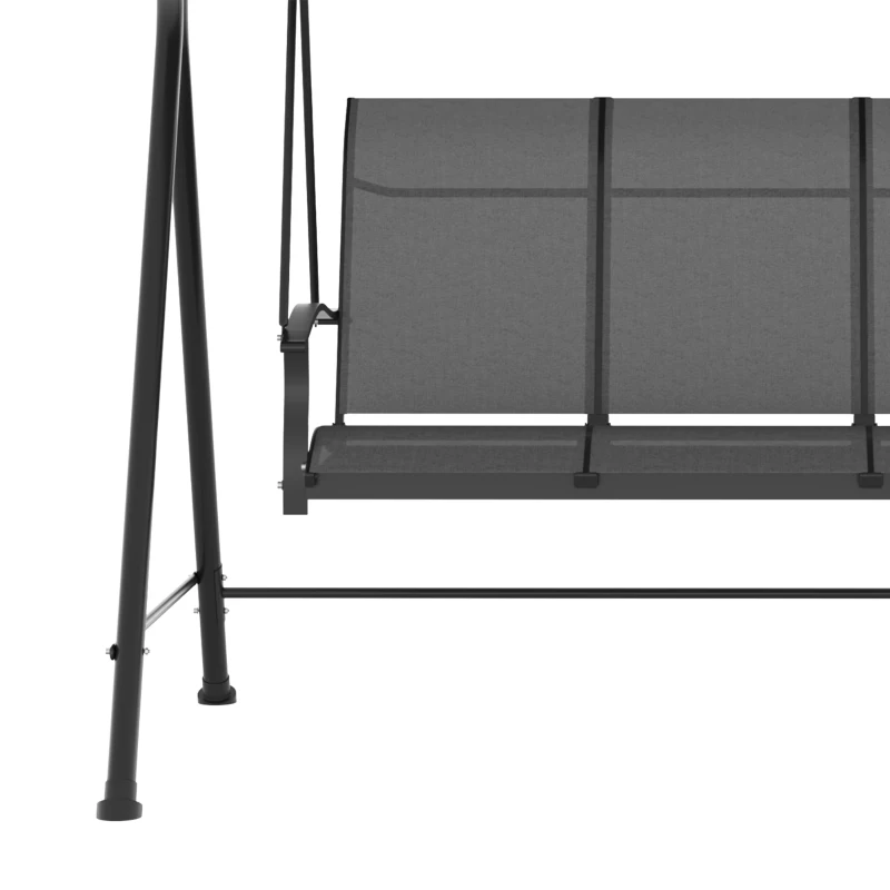 Outsunny Hollywood-schommel, voor 3 personen, verstelbaar zonnedak, tot 240 kg, donkergrijs, 200 x 133 x 176 cm
