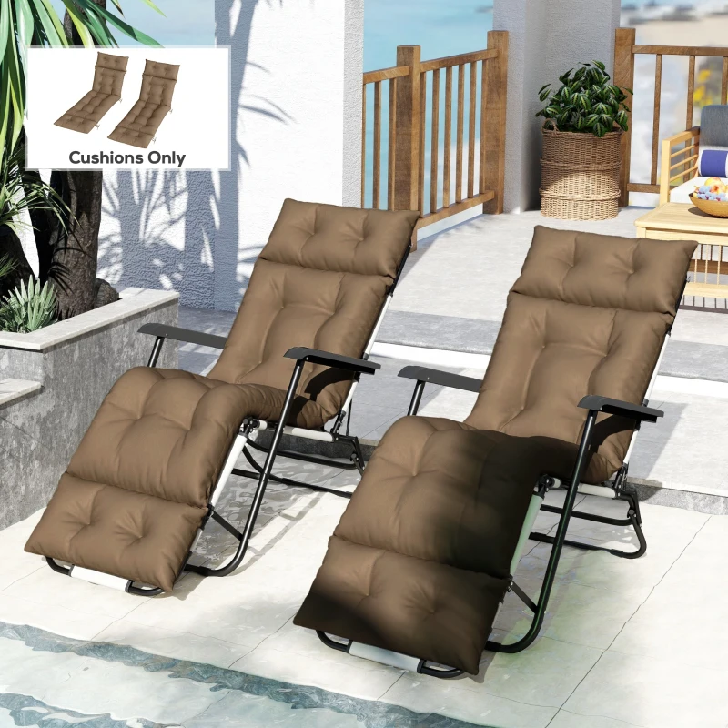 Outsunny Set of Two 190 x 56cm Sun Lounger Cushions - Khaki