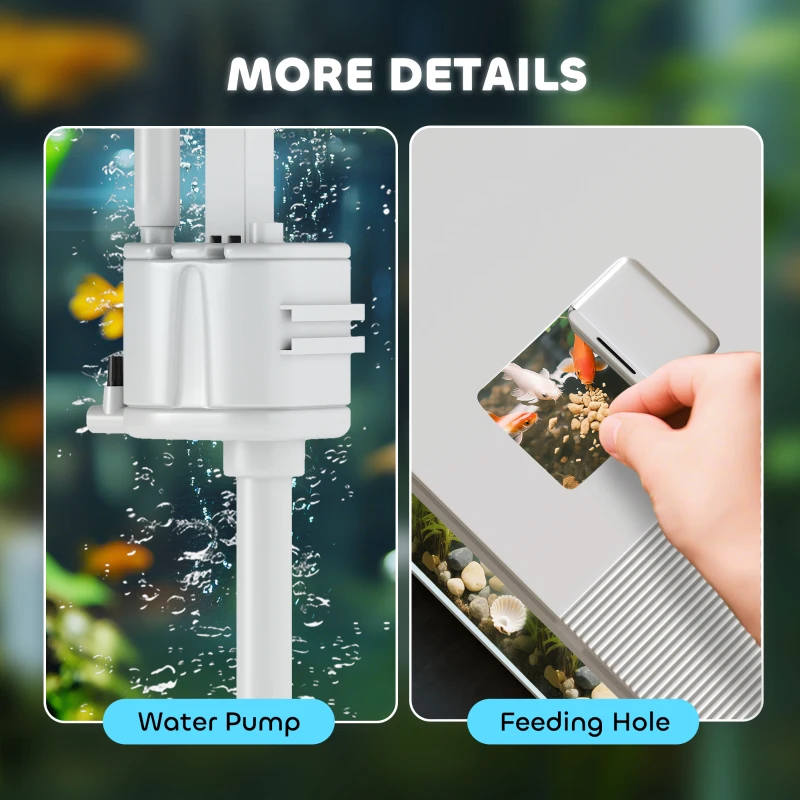 PawHut 14L Glass Fish Tank With Filter System, LED Lights, Water Pump, White