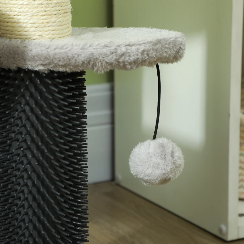 PawHut Arbre à chat tour à griffer hauteur de 50 cm avec plates-formes en peluche balles pour chat de moins de 5 kg gris clair