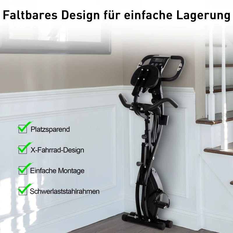 HOMCOM Hometrainer fietstrainer trainingsfiets voor thuis staal wit
