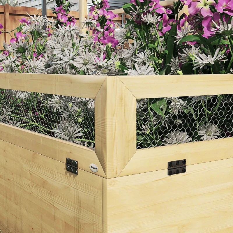 Outsunny Houten Plantenbak met Klimrek, Weerbestendig, 183 x 98,5 x 95 cm, Natuurlijk