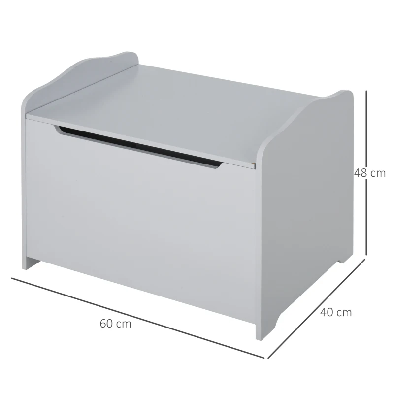 HOMCOM Cassapanca Portagiochi in Legno, Panca Contenitore per Cameretta Coperchio con Pistone Pneumatico, 60x40x48cm, Grigio