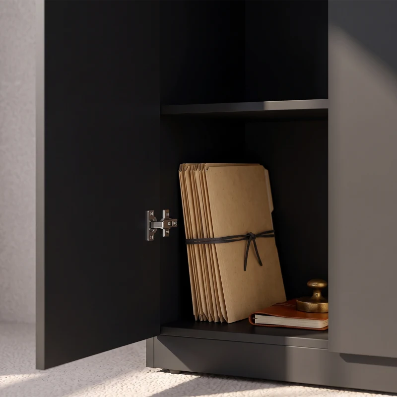 HOMCOM 120 cm Tall Storage Cabinet Cupboard, 3-Tier File Organiser Wooden Filing Cabinet, Black