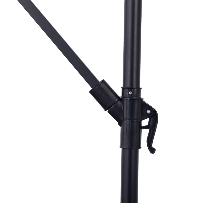 Outsunny afneembare parasol zweefparasol zwengelparasol met handkruk, koffie