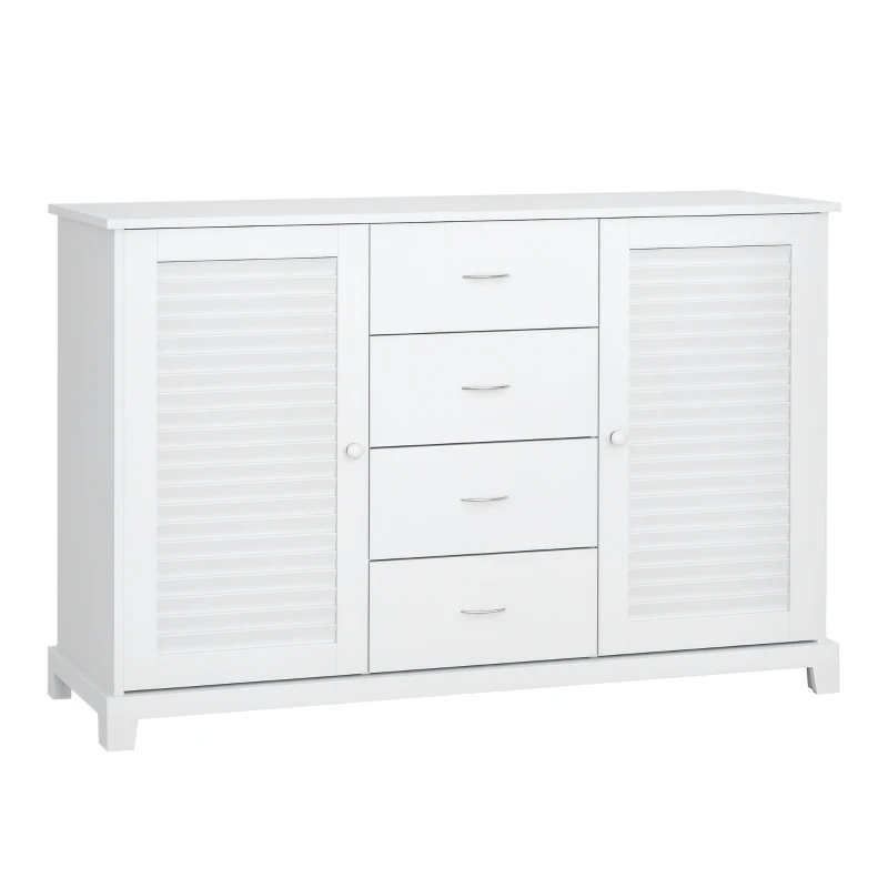 HOMCOM dressoir kast halkast badkamerkast ladekast louvredeur wit 120x40x80 cm