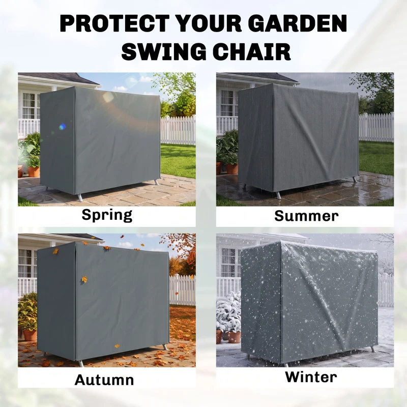 Outsunny 220 x 125cm Three-Seater Swing Chair Protective Cover - Grey