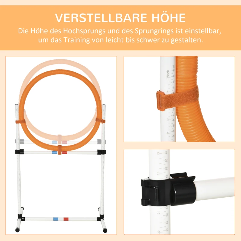 PawHut Hondentrainingsset springring voor huisdieren behendigheidstraining met PE-draagtas
