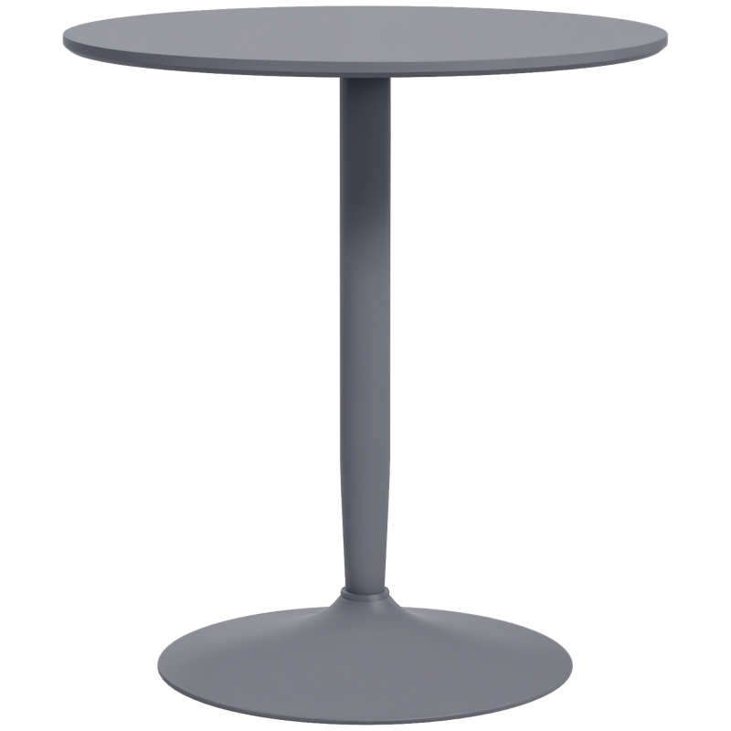 HOMCOM Esstisch für 2 Personen, runde Tischplatte, Stahlfuß, Grau, 70 x 70 x 75 cm