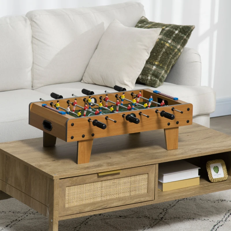 HOMCOM Tafelvoetbalset, Kicker Tafel, Compacte Houtstructuur, 2 Ballen, Scoreborden, Bruin