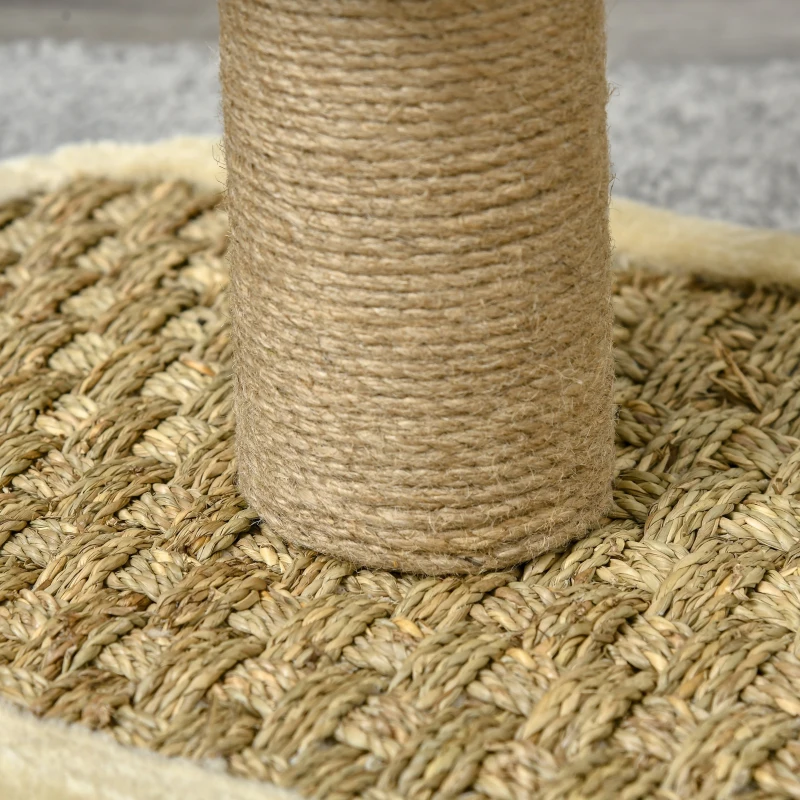 PawHut kattenkrabpaal kattenspeelgoed klimboom spaanplaat jute zeegras fluweelzacht polyester kaki + beige + koffie 40 x 30 x 56 cm