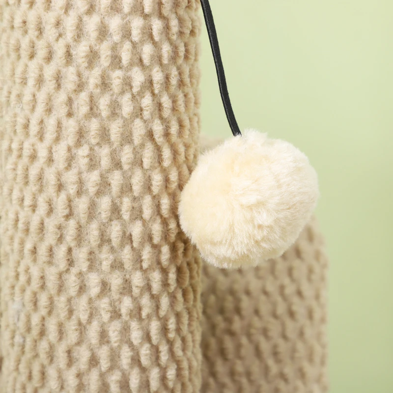 PawHut Krabpaal met Krabblad, Speelbal, Noppenstructuur/Sisal, 54 cm, Lichtbruin