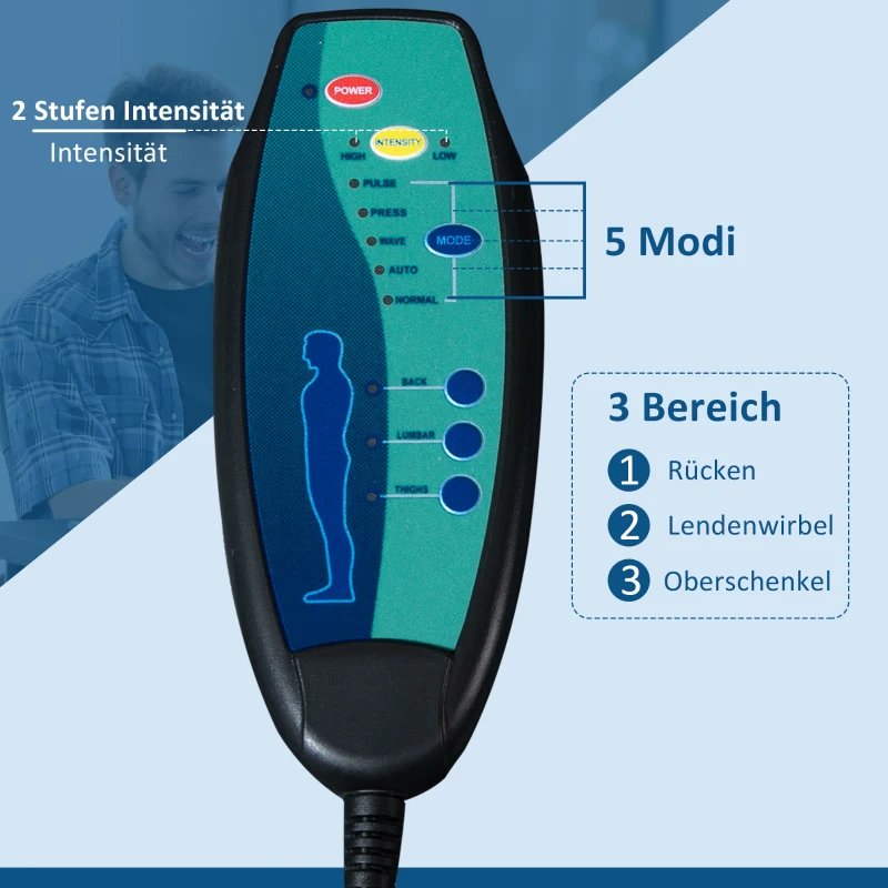 Vinsetto Bürostuhl massage, höhenverstellbarer Chefsessel, Gamingstuhl mit Massagefunktion, ergonomischer Drehstuhl, Massage Sessel, Grau, 70 x 66 x 109-117 cm