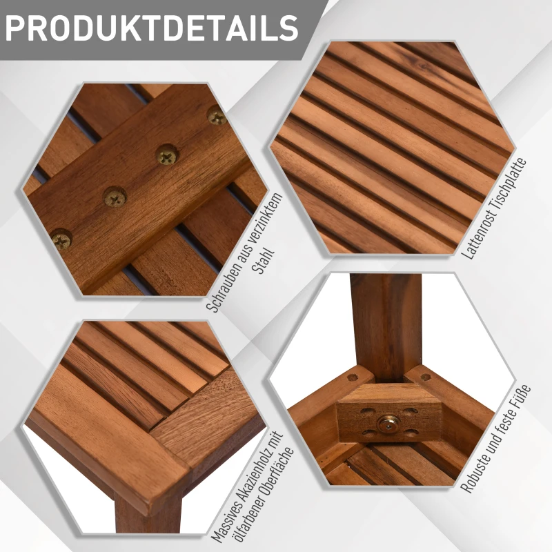 Outsunny Tuin salontafel 3-delige set stapeltafel bijzettafel koffietafel acaciahout naturel