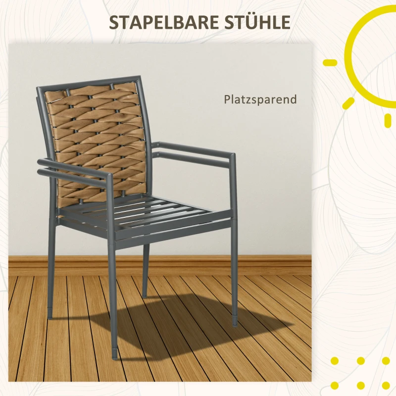 Outsunny Moderne Zwarte Tuinstoelen - Weerbestendige Buitenstoelen voor Terras - Afmetingen 57 x 58 x 87 cm
