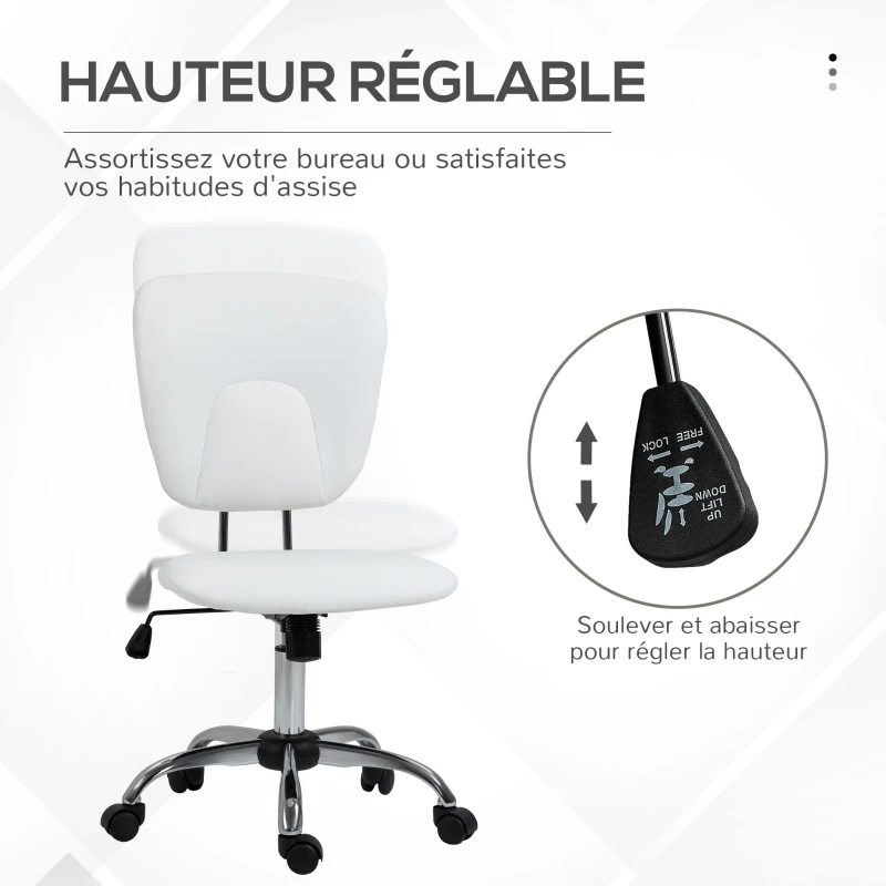 Vinsetto Chaise bureau fauteuil de bureau avec hauteur réglable, dossier inclinable, siège de bureau à roulettes pivotantes