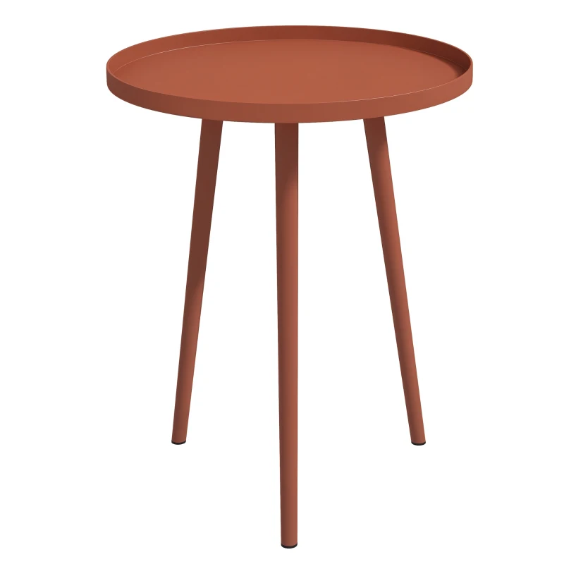Outsunny Bijzettafel, Salontafel, Tuintafel, Terrastafel voor Tuin, Balkon, Staal, 40 x 40 x 50 cm, Rood