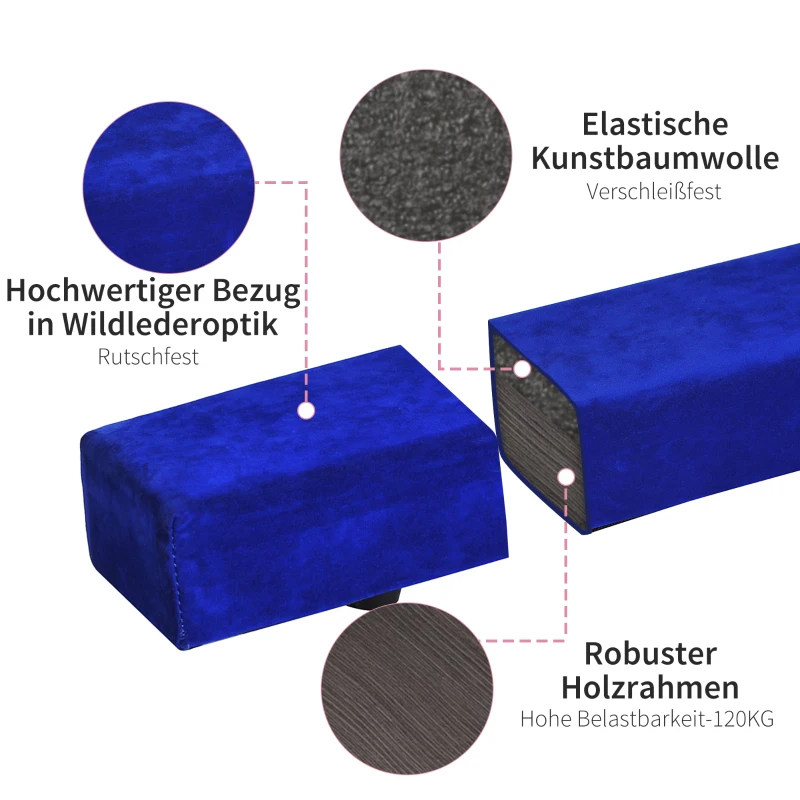 HOMCOM 210 cm balansbalk gym beam indoor outdoor tot 120 kg blauw(m-4)