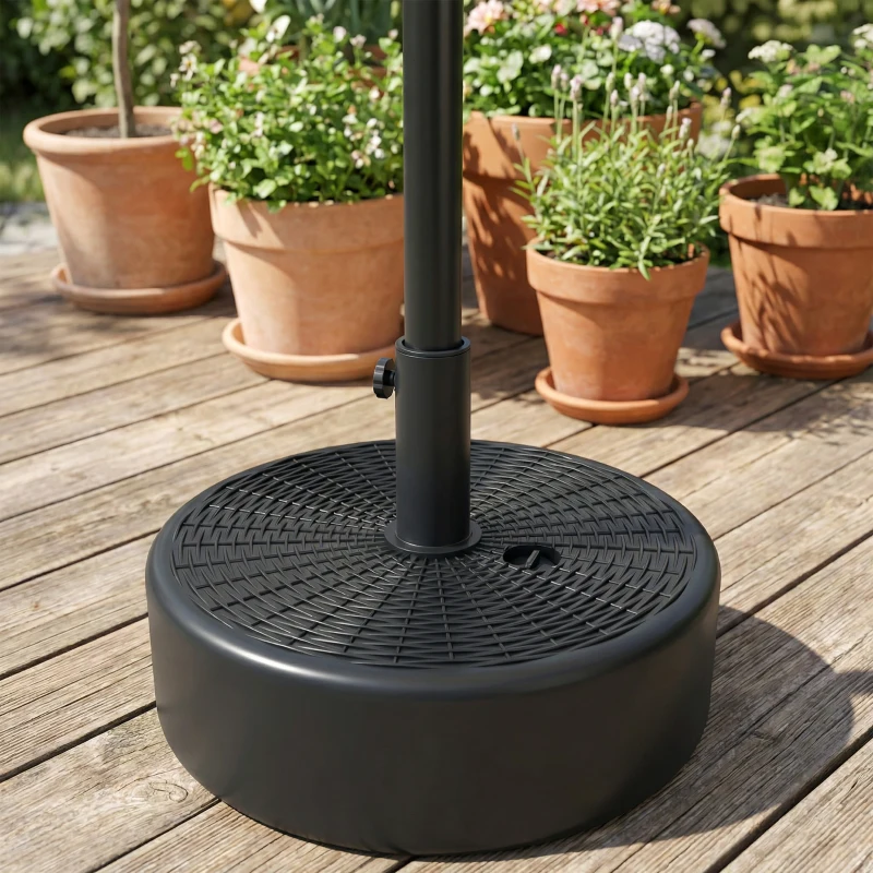 Outsunny Patio Umbrella Base 22kg Sand Filled Garden Parasol Stand forfor 38mm/48mm Poles, Black