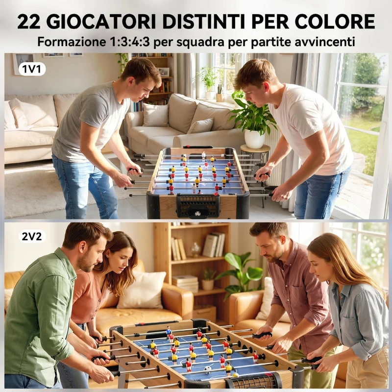 SPORTNOW Calcio Balilla: Mini Tavolo da 89 cm, 2 Segnapunti Manuali, Viola