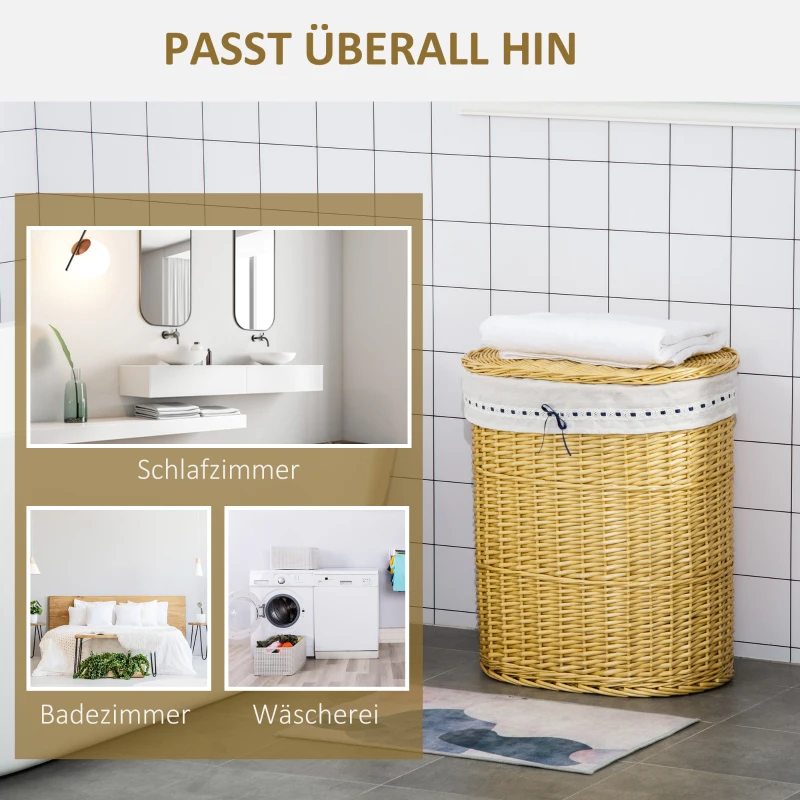 HOMCOM rieten wasmand 51cm x 38cm x 57cm