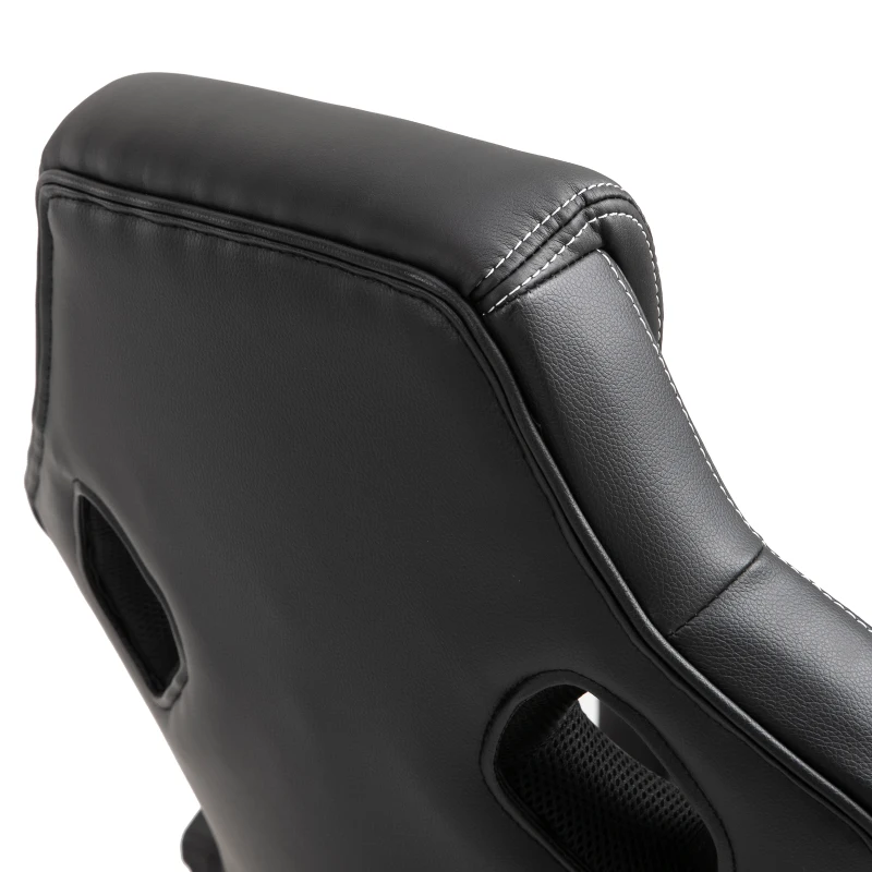 HOMCOM Silla de Oficina Silla Estudio con Función Basculante Altura Ajustable y Respaldo Alto Tapizado en Cuero PU y Malla Transpirable 71x61x108-118 cm Negro