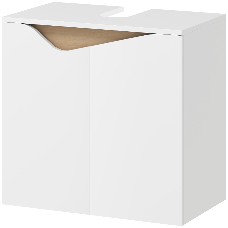 HOMCOM Wastafelonderkast, Badkameronderkast met Soft-Close deuren, Wit, 60 x 35 x 57,9 cm